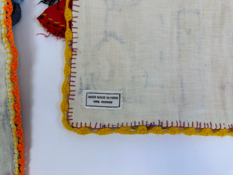 Pair Of Peruvian Arpillera 3-D Folk Art Textiles 19 X 19 [Photo 15]