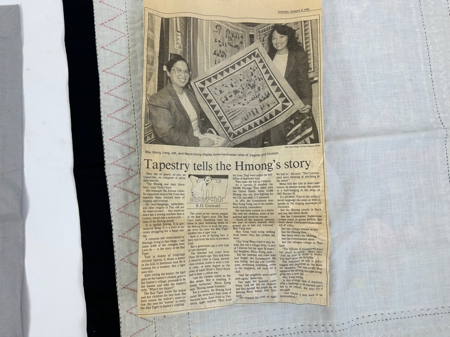 Pair Of Handmade Hmong Tapestries By May Xiong Yang And Maria Xiong 23.5 X 19.5 And 22.5 X 26 [Photo 14]