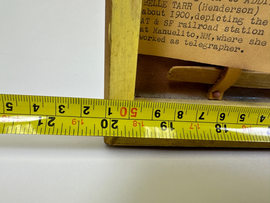 Antique 1900 Navajo Sampler Depicting The AT&SF Santa Fe Railroad Station At Manuelito, New Mexico Given To Addie Belle Tarr (Henderson) About 1900 Where She Worked As A Telegrapher 20 X 20 [Photo 11]