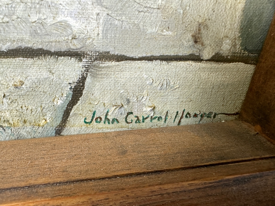 John Carrol Hooper Vintage 1969 Original Plein Air Oil Painting Titled 'The Warrior From Yaxchilan' Painted From A Temple Carving On The Site Of Chiapas, Mexico Framed 20 X 36 [Photo 9]