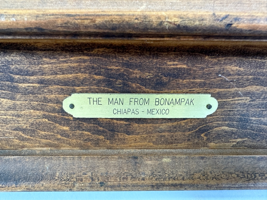 John Carrol Hooper Vintage 1969 Original Plein Air Oil Painting Titled 'The Warrior From Yaxchilan' Painted From A Temple Carving On The Site Of Chiapas, Mexico Framed 20 X 36 [Photo 10]