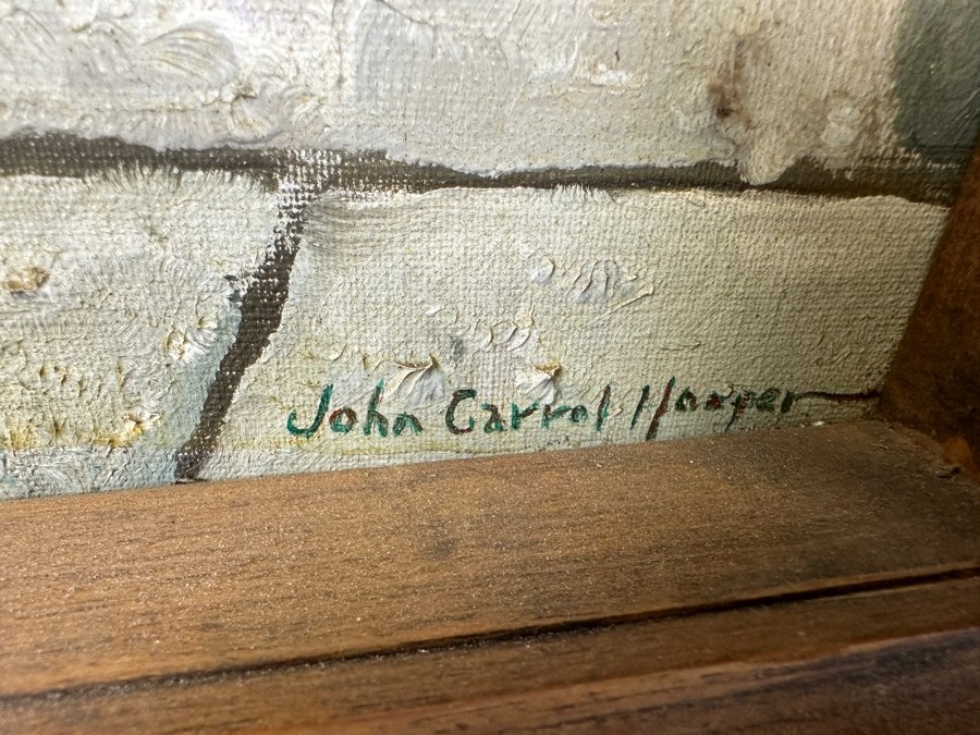 John Carrol Hooper Vintage 1969 Original Plein Air Oil Painting Titled 'The Warrior From Yaxchilan' Painted From A Temple Carving On The Site Of Chiapas, Mexico Framed 20 X 36 [Photo 8]