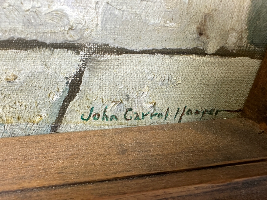 John Carrol Hooper Vintage 1969 Original Plein Air Oil Painting Titled 'The Warrior From Yaxchilan' Painted From A Temple Carving On The Site Of Chiapas, Mexico Framed 20 X 36 [Photo 7]