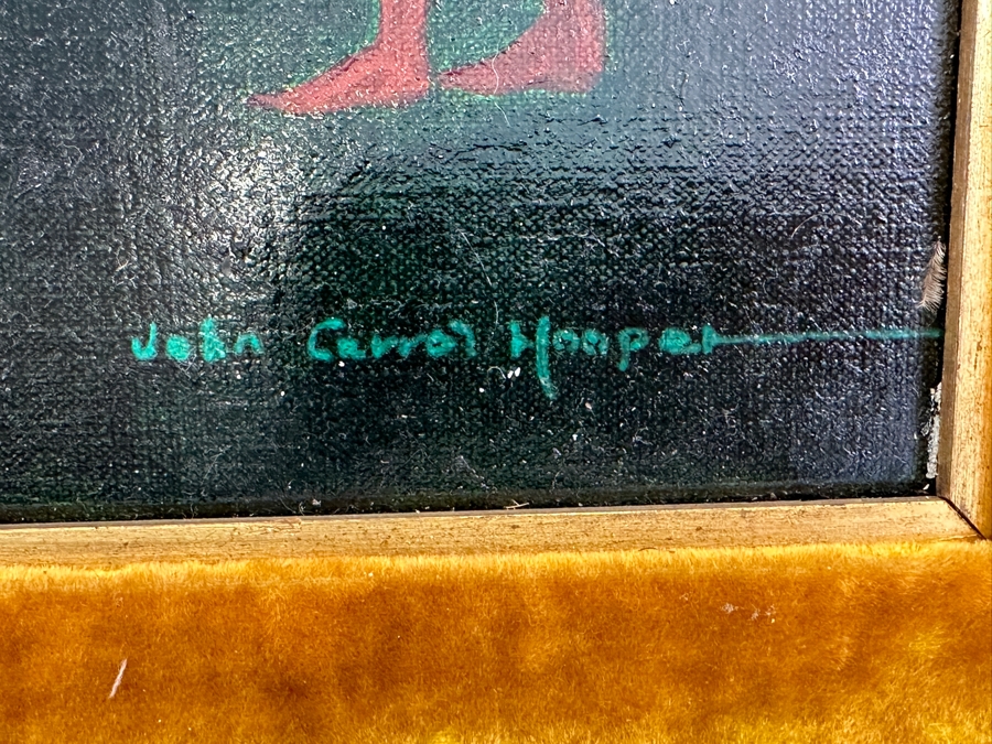John Carrol Hooper Original Oil Painting On Canvas Mayan Ceremony 27 X 10.5 Framed 33 X 16 [Photo 9]