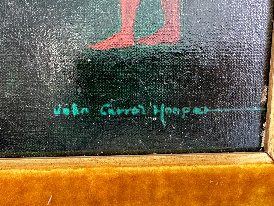 John Carrol Hooper Original Oil Painting On Canvas Mayan Ceremony 27 X 10.5 Framed 33 X 16 [Photo 10]