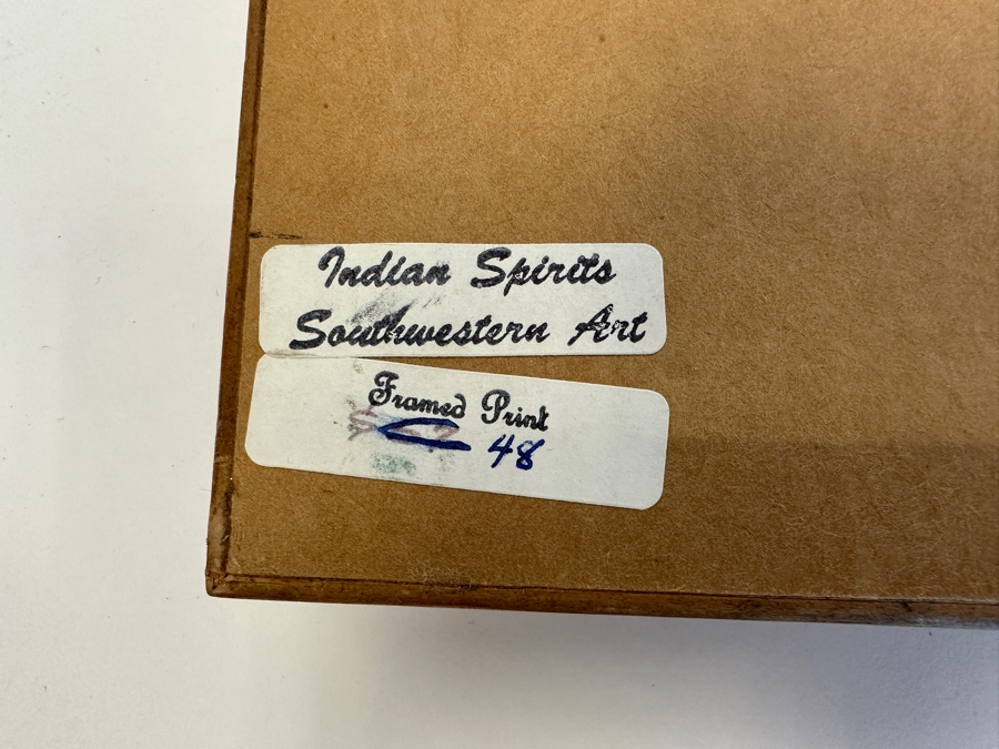 Shadowbox Framed Laverne Elliott Print With Original Signed Drawing And Miniature Pottery With Turquoise Stones 17.5 X 9.5 [Photo 10]