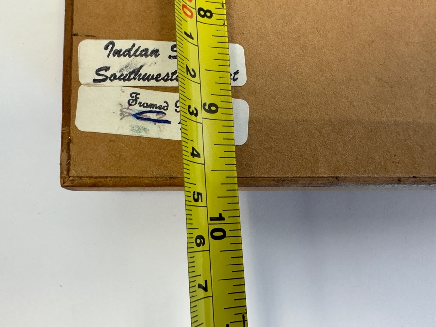 Shadowbox Framed Laverne Elliott Print With Original Signed Drawing And Miniature Pottery With Turquoise Stones 17.5 X 9.5 [Photo 12]