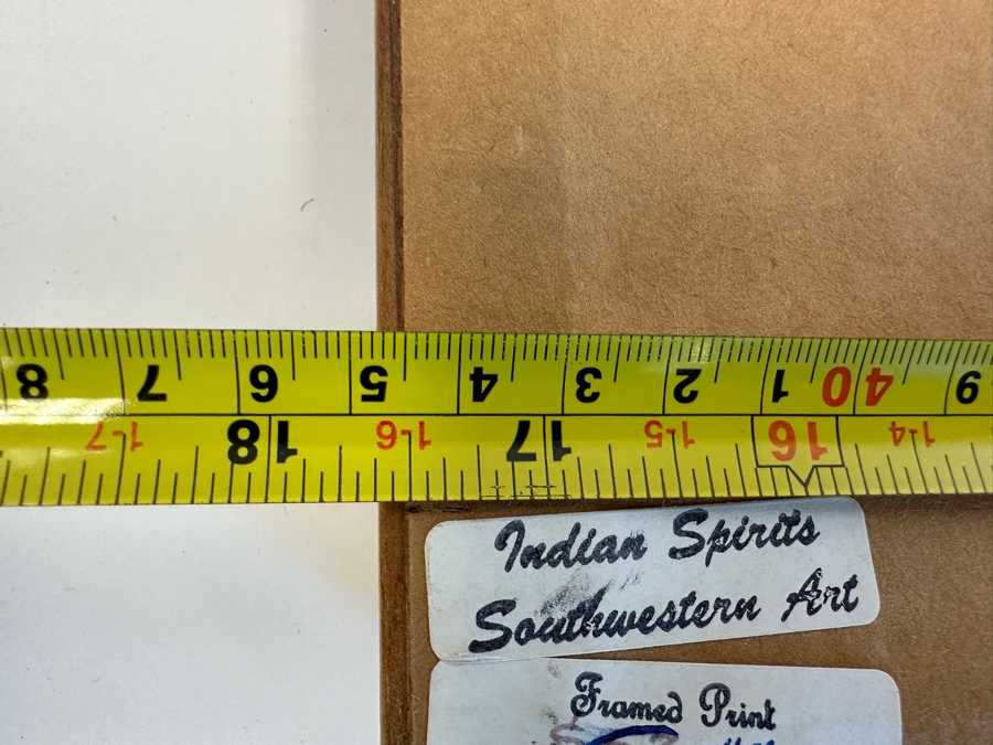 Shadowbox Framed Laverne Elliott Print With Original Signed Drawing And Miniature Pottery With Turquoise Stones 17.5 X 9.5 [Photo 11]