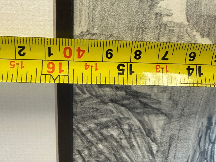 Gene Locklear (B. 1949, American / Former Padres Baseball Player) Original Native American Charcoal Drawing On Paper 16 X 24.5 Framed 25.5 X 33.5 [Photo 17]