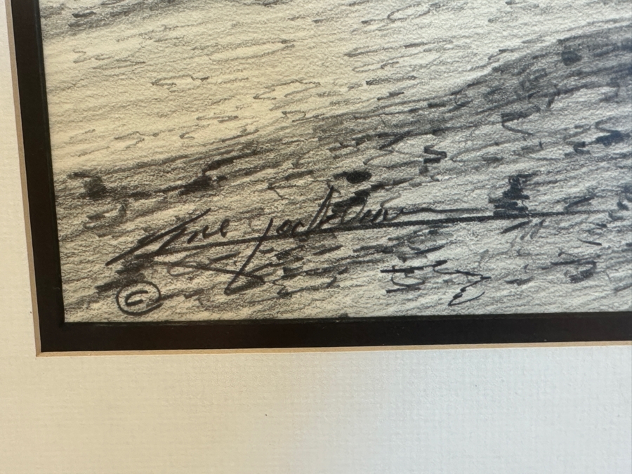 Gene Locklear (B. 1949, American / Former Padres Baseball Player) Original Native American Charcoal Drawing On Paper 16 X 24.5 Framed 25.5 X 33.5 [Photo 12]