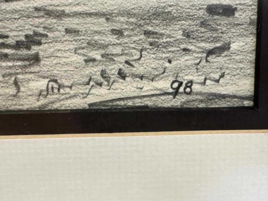 Gene Locklear (B. 1949, American / Former Padres Baseball Player) Original Native American Charcoal Drawing On Paper 16 X 24.5 Framed 25.5 X 33.5 [Photo 14]