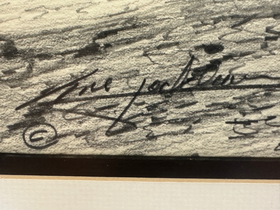 Gene Locklear (B. 1949, American / Former Padres Baseball Player) Original Native American Charcoal Drawing On Paper 16 X 24.5 Framed 25.5 X 33.5 [Photo 13]