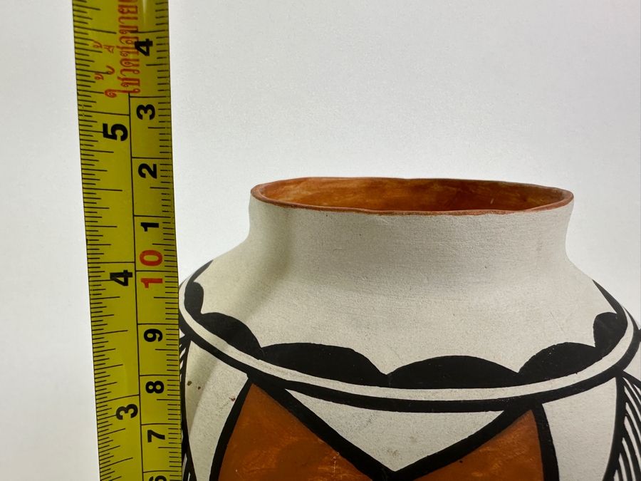 Vintage 1978 Acoma New Mexico Signed D. Sanchez Pottery Polychrome Water Jar Pot Titled 'The Sky City' Dated 9/29/78 4.5H [Photo 8]