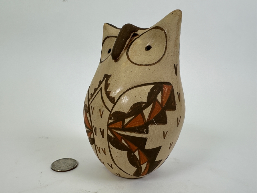 Mary E. Toya (1934-1990) Jemez Pueblo Owl Pottery Figurine 5H [Photo 6]