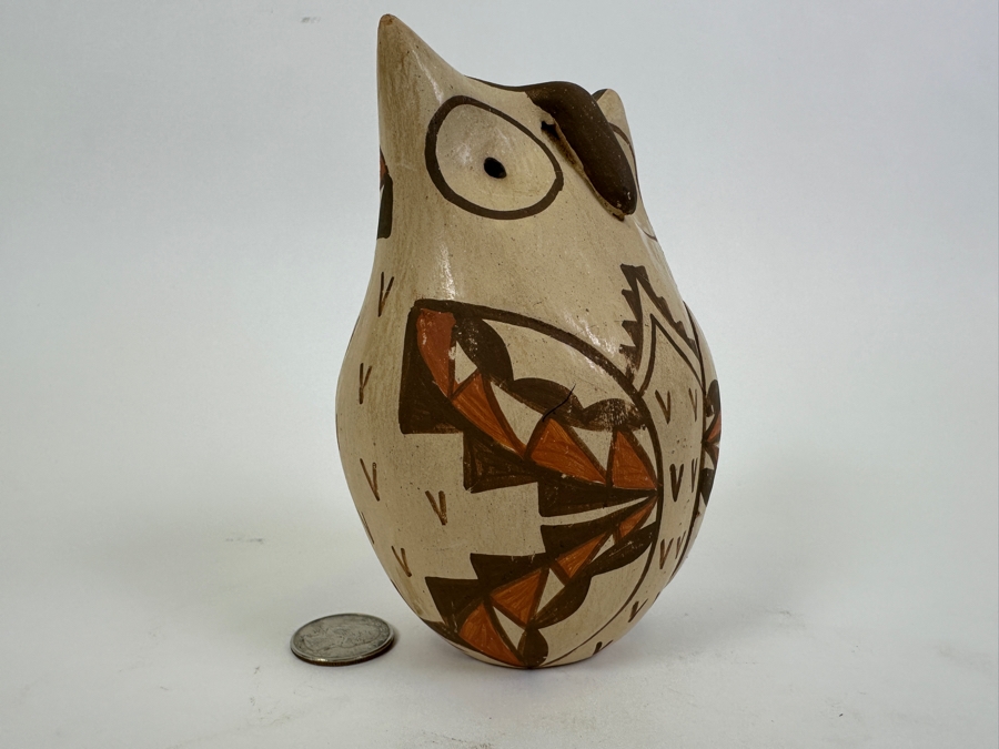 Mary E. Toya (1934-1990) Jemez Pueblo Owl Pottery Figurine 5H [Photo 3]