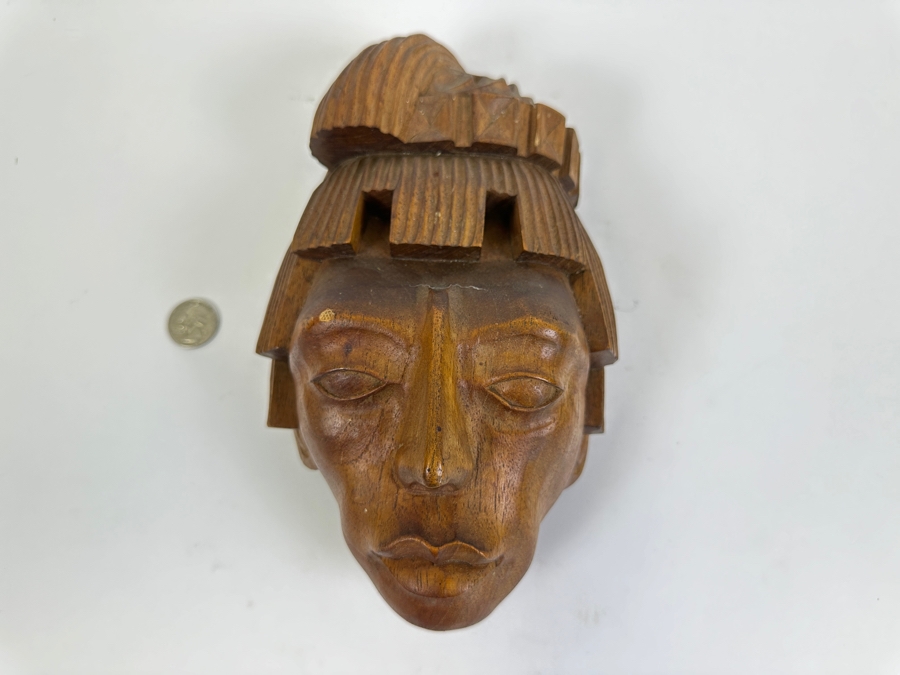 Relief Carved Wooden Mexican Wall Plaque By J. Pinal 5.5W X 10H X 4D [Photo 2]