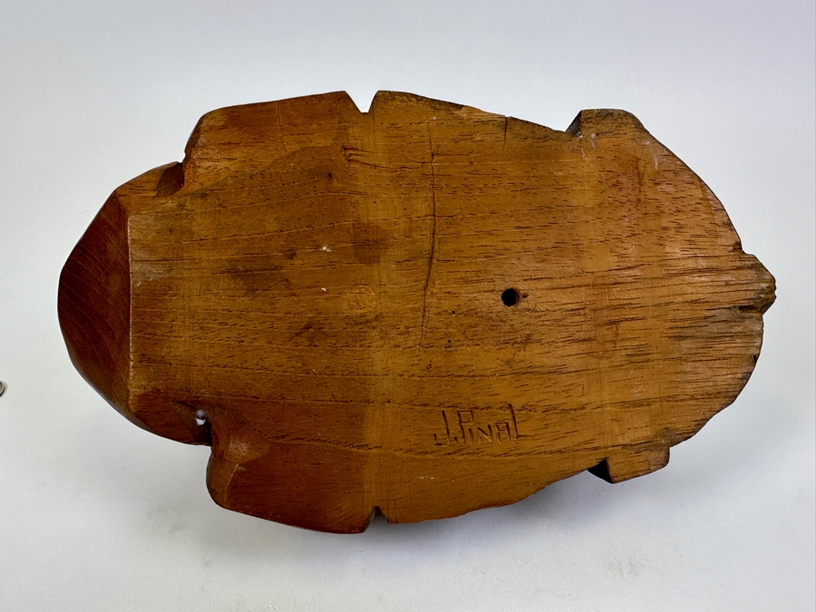 Relief Carved Wooden Mexican Wall Plaque By J. Pinal 5.5W X 10H X 4D [Photo 8]