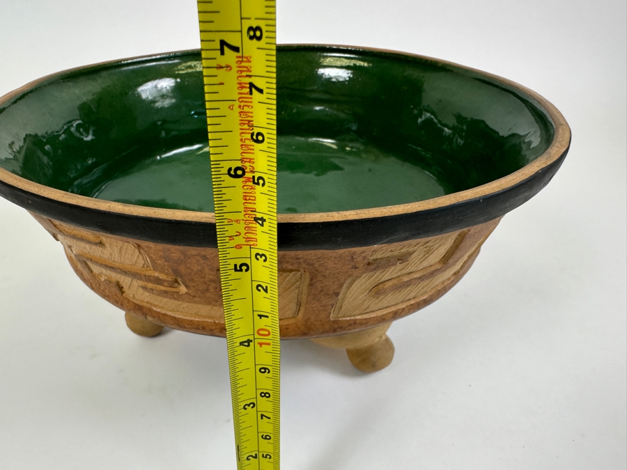 Signed Mexican Tripod Pottery Pot Bowl 10W X 4H [Photo 8]