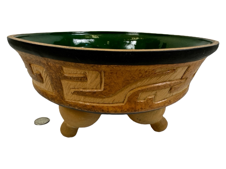 Signed Mexican Tripod Pottery Pot Bowl 10W X 4H [Photo 1]
