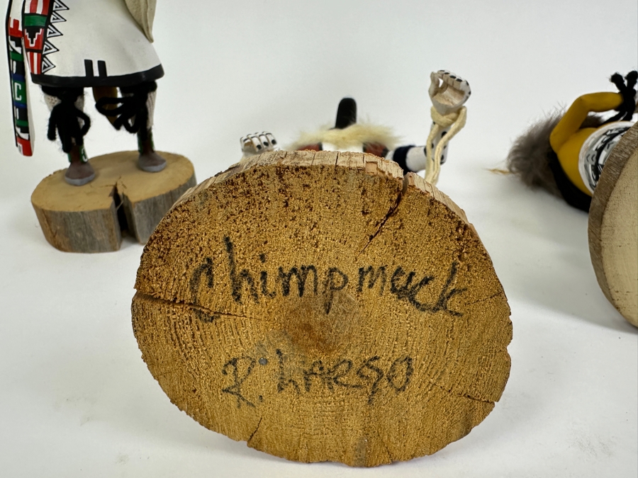 Collection Of Three Vintage Kachina Dolls: Arthur Yowytewa (Cricket Kachina) Sedona AZ $110, Chimpmuck R. Larso And 'Eototo' Kachina By W.M. James 9.5H And 10.5H [Photo 12]