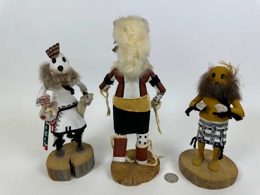 Collection Of Three Vintage Kachina Dolls: Arthur Yowytewa (Cricket Kachina) Sedona AZ $110, Chimpmuck R. Larso And 'Eototo' Kachina By W.M. James 9.5H And 10.5H [Photo 6]