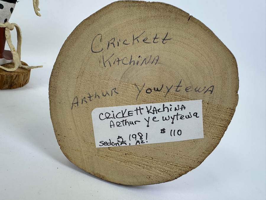 Collection Of Three Vintage Kachina Dolls: Arthur Yowytewa (Cricket Kachina) Sedona AZ $110, Chimpmuck R. Larso And 'Eototo' Kachina By W.M. James 9.5H And 10.5H [Photo 9]