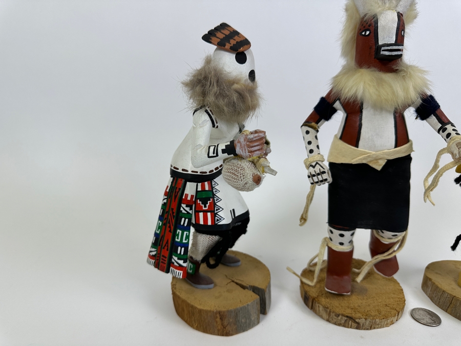 Collection Of Three Vintage Kachina Dolls: Arthur Yowytewa (Cricket Kachina) Sedona AZ $110, Chimpmuck R. Larso And 'Eototo' Kachina By W.M. James 9.5H And 10.5H [Photo 3]