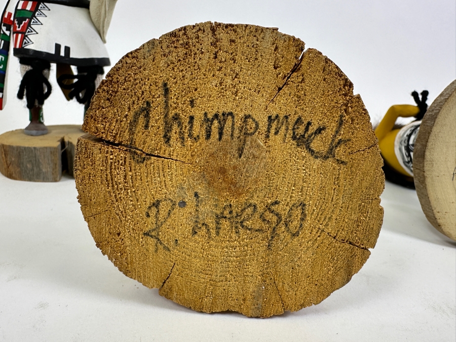 Collection Of Three Vintage Kachina Dolls: Arthur Yowytewa (Cricket Kachina) Sedona AZ $110, Chimpmuck R. Larso And 'Eototo' Kachina By W.M. James 9.5H And 10.5H [Photo 11]