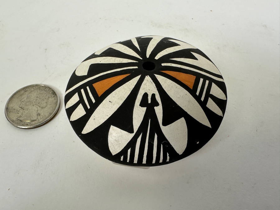 Vintage Native American Pottery Acoma New Mexico Signed H. A. 2.5W [Photo 2]