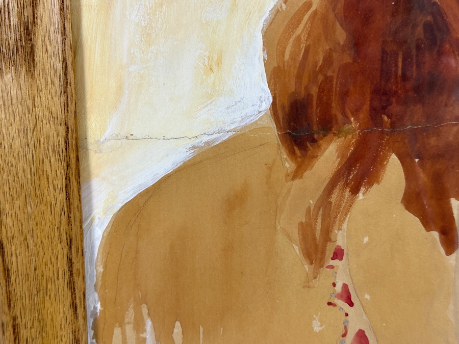 John Carrol Hooper Vintage 1938 Original Portrait Mixed-Media Painting Titled 'Victorio Apache War Chief' 14.5 X 19.5 Framed 17.5 X 22.5 [Photo 13]