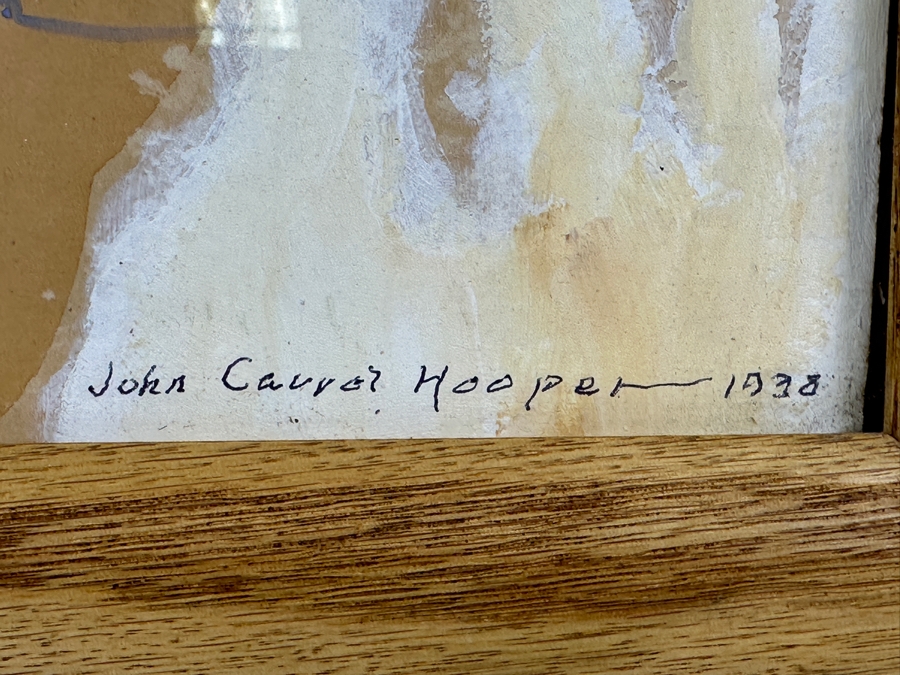 John Carrol Hooper Vintage 1938 Original Portrait Mixed-Media Painting Titled 'Victorio Apache War Chief' 14.5 X 19.5 Framed 17.5 X 22.5 [Photo 8]