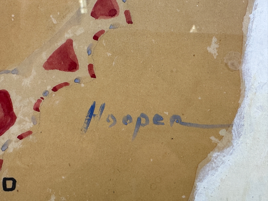 John Carrol Hooper Vintage 1938 Original Portrait Mixed-Media Painting Titled 'Victorio Apache War Chief' 14.5 X 19.5 Framed 17.5 X 22.5 [Photo 7]