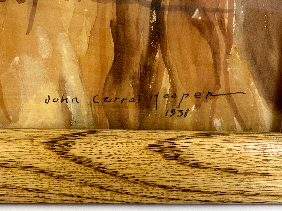 John Carrol Hooper Vintage 1938 Original Portrait Mixed-Media Painting Titled 'Geronimo Apache War Chief' 14.5 X 19.5 Framed 17.5 X 22.5 [Photo 7]