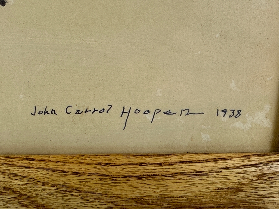 John Carrol Hooper Vintage 1938 Original Portrait Mixed-Media Painting Titled 'Mescalero Apache' 14.5 X 19.5 Framed 17.5 X 22.5 [Photo 7]