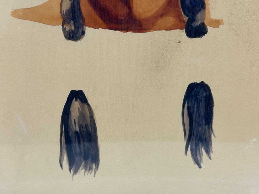 John Carrol Hooper Vintage 1938 Original Portrait Mixed-Media Painting Titled 'Mescalero Apache' 14.5 X 19.5 Framed 17.5 X 22.5 [Photo 5]