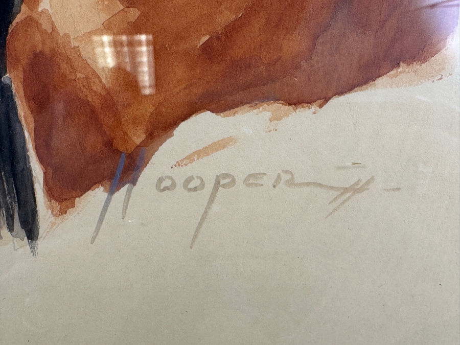 John Carrol Hooper Vintage 1938 Original Portrait Mixed-Media Painting Titled 'Mescalero Apache' 14.5 X 19.5 Framed 17.5 X 22.5 [Photo 8]