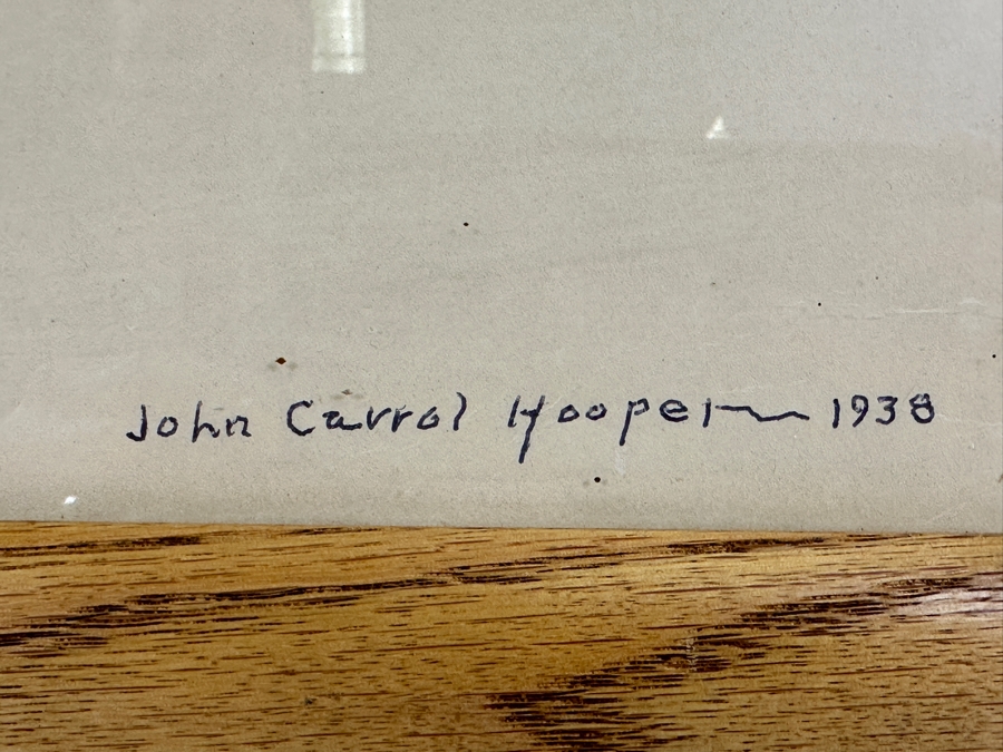 John Carrol Hooper Vintage 1938 Original Portrait Mixed-Media Painting Titled 'Mescalero Apache' 14.5 X 19.5 Framed 17.5 X 22.5 [Photo 10]