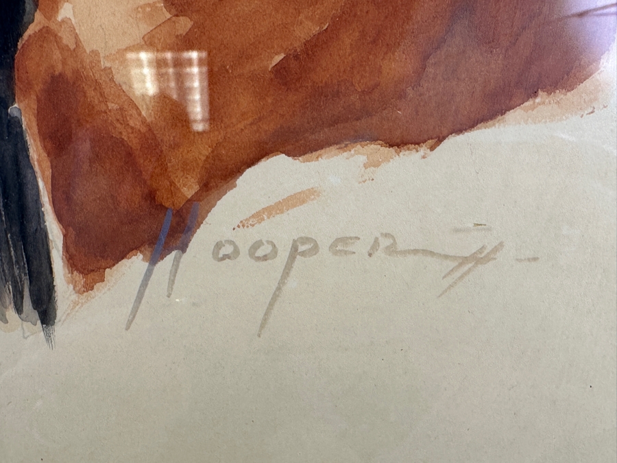 John Carrol Hooper Vintage 1938 Original Portrait Mixed-Media Painting Titled 'Mescalero Apache' 14.5 X 19.5 Framed 17.5 X 22.5 [Photo 9]