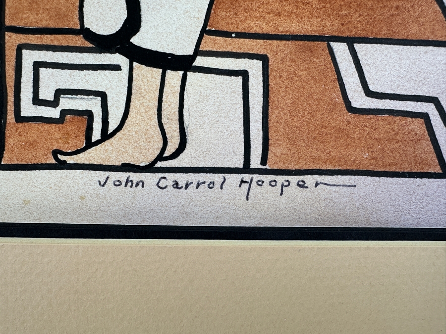 John Carrol Hooper Original Mixed-Media Painting 18.5 X 12.5 Framed 24 X 18 [Photo 7]