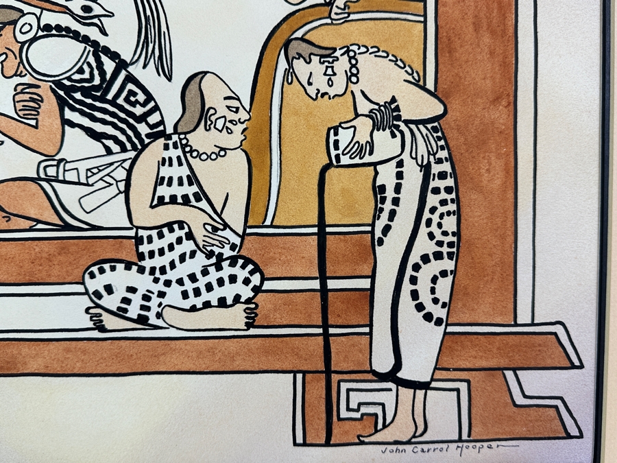 John Carrol Hooper Original Mixed-Media Painting 18.5 X 12.5 Framed 24 X 18 [Photo 6]