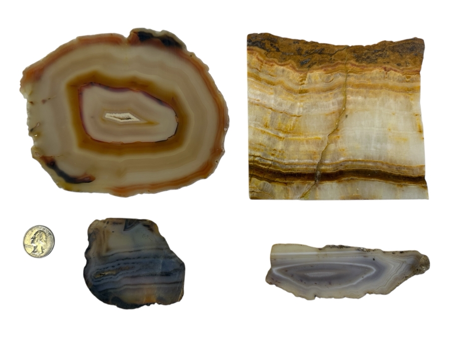Collection Of Four Sliced Polished Agates [Photo 1]
