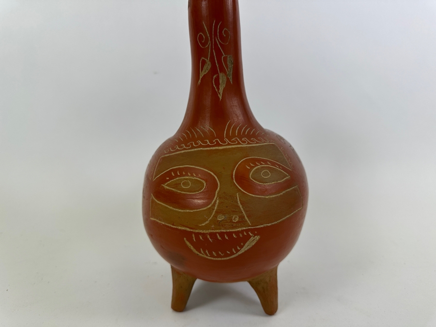 Vintage Tlaxcala Mud Jug Mexican Pottery Vessel 12.5H [Photo 4]