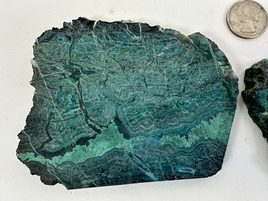 Pair Of Polished Malachite Slices Larger Piece Measures 5W X 3.5H [Photo 6]