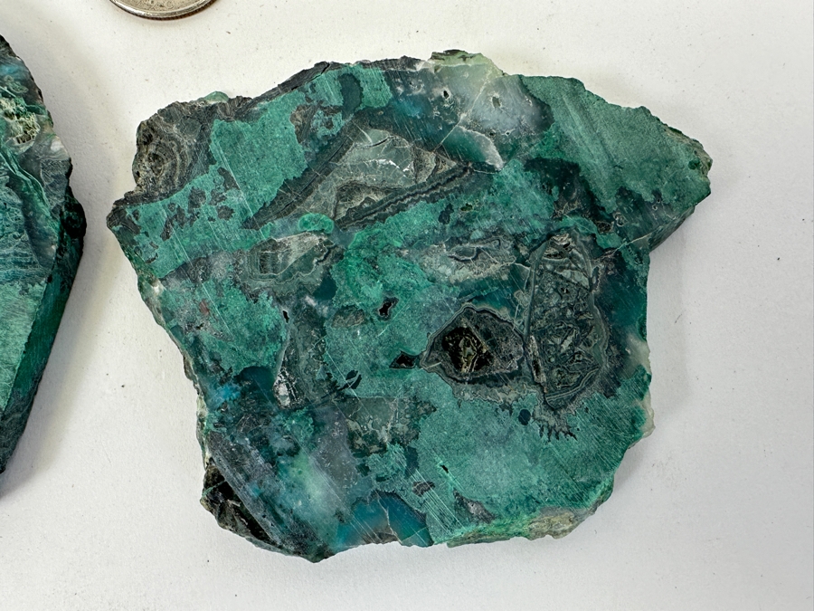 Pair Of Polished Malachite Slices Larger Piece Measures 5W X 3.5H [Photo 5]