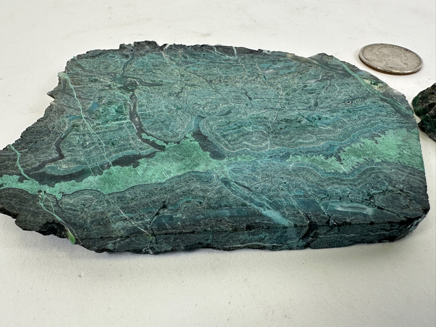 Pair Of Polished Malachite Slices Larger Piece Measures 5W X 3.5H [Photo 7]