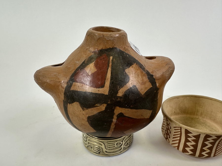 Three Small Handmade Pottery Pieces Largest Measures 2.5H [Photo 2]