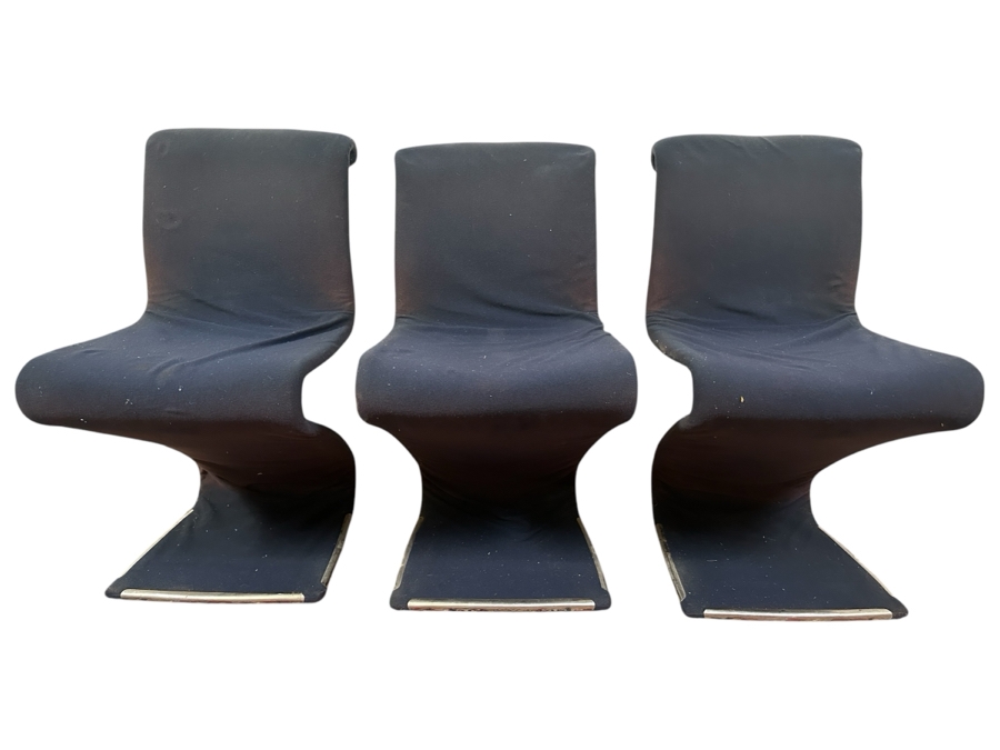 JUST ADDED - (4) Mid-Century Modern RIMA Linea Disegno Italian Z Chairs 18.5W X 24D X 33H (One Chair Not Shown In Photos - All Need To Be Reupholstered)