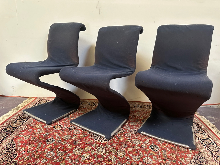 JUST ADDED - (4) Mid-Century Modern RIMA Linea Disegno Italian Z Chairs 18.5W X 24D X 33H (One Chair Not Shown In Photos - All Need To Be Reupholstered) [Photo 2]