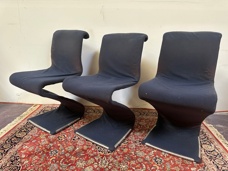 JUST ADDED - (4) Mid-Century Modern RIMA Linea Disegno Italian Z Chairs 18.5W X 24D X 33H (One Chair Not Shown In Photos - All Need To Be Reupholstered) [Photo 3]