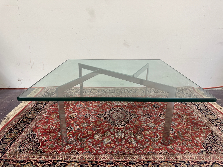 JUST ADDED - Modernist Chrome Base Glass Top Coffee Table 36W X 36D X 16H [Photo 3]